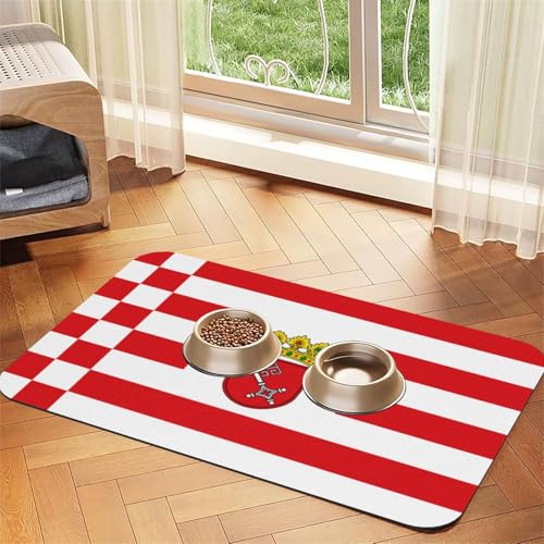 Bremen Banner Haustier-Futtermatte für Hunde und Katzen, leicht zu reinigen und tragbar, schnell trocknende Wasserspendermatte für Hund und Katze (30 x 45, Schwarz) von BOXILTD