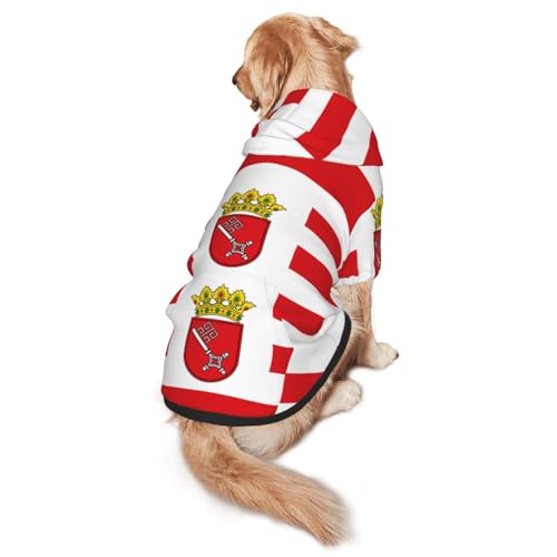 Bremen Banner Hunde-Kapuzenpullover – Hunde-Kapuzenpullover für mittelgroße und große Hunde – stilvolles Haustier-Sweatshirt mit Tasche und Loch für die Leine Bremen Banner Hunde-Kapuzenpullover – Hunde-Kapuzenpullover für mittelgroße und große Hunde – stilvolles Haustier-Sweatshirt mit Tasche und Loch für die Leine von BOXILTD