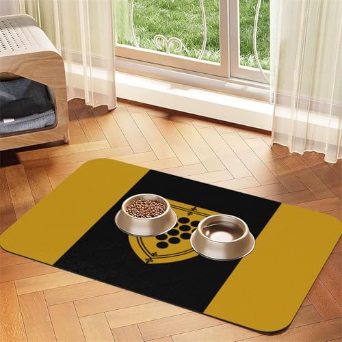 Cornwall County Flagge, Haustier-Futtermatte für Hunde und Katzen, leicht zu reinigen und tragbar, schnell trocknende Wasserspendermatte für Hund und Katze (30 x 45 cm, Schwarz) von BOXILTD