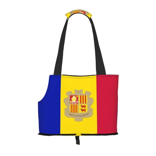 Flag of Andorra Hundetragetasche, Tragetasche für Haustiere, geeignet für Welpen, kleine Katzen im Freien, Schwarz von BOXILTD