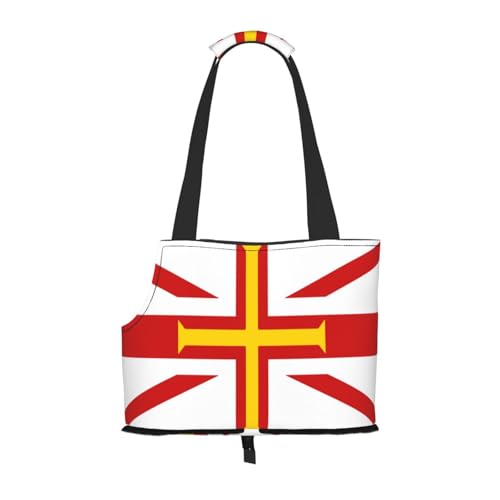 Flag of Guernsey Islands Hundetrage und Katzentragetasche, geeignet für Welpen, kleine Katzen im Freien, Schwarz Flag of Guernsey Islands Hundetrage und Katzentragetasche, geeignet für Welpen, kleine Katzen im Freien, Schwarz von BOXILTD