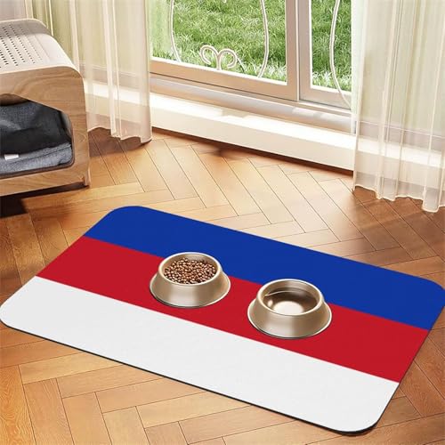 Flag of The Sorbs Haustier-Futtermatte für Hunde und Katzen, leicht zu reinigen und tragbar, schnell trocknende Wasserspendermatte für Hund und Katze (30 x 45 cm, Schwarz) von BOXILTD