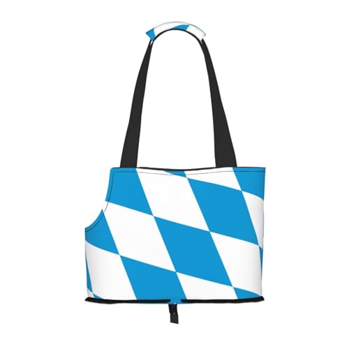 Flagge der bayerischen Raute Variante Hundetrage und Katzentragetasche - Haustiertragetasche, geeignet für Welpe, kleine Katzen Outdoor, Schwarz, von BOXILTD
