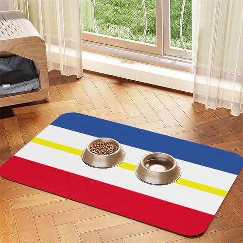 Flagge des Kantons Mecklenburg Haustier-Futtermatte für Hunde und Katzen, leicht zu reinigen und tragbar, schnell trocknende Wasserspendermatte für Hund und Katze (30 x 45, Schwarz) von BOXILTD