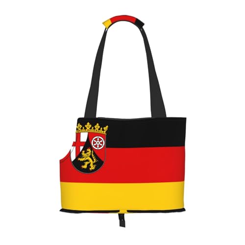 Flagge des Staates Rheinland-Pfalz Hundetragetasche, Tragetasche für Haustiere, geeignet für Welpen, kleine Katzen im Freien, Schwarz Flagge des Staates Rheinland-Pfalz Hundetragetasche, Tragetasche für Haustiere, geeignet für Welpen, kleine Katzen im Freien, Schwarz von BOXILTD