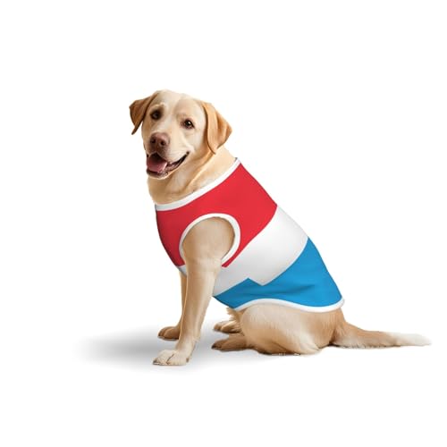 Flagge von Luxemburg Hundekleidung für mittelgroße und große Hunde, weiche Baumwolle, Haustierkleidung für den täglichen Gebrauch, Spazierengehen, (Größe L, Blau, Gelb) von BOXILTD