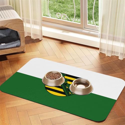 Futtermatte für Hunde und Katzen mit Sachsenflagge, leicht zu reinigen und tragbar, schnell trocknend, Wasserspendermatte für Hund und Katze (30 x 45 cm, Schwarz) von BOXILTD