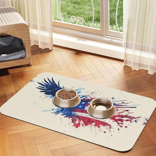 Futtermatte für Hunde und Katzen mit amerikanischer Flagge, leicht zu reinigen und tragbar, schnell trocknend, Wasserspendermatte für Hund und Katze (30 x 45 cm, Schwarz) von BOXILTD