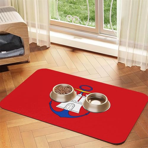 Hamburger Flagge, Haustier-Futtermatte für Hunde und Katzen, leicht zu reinigen und tragbar, schnell trocknende Wasserspendermatte für Hund und Katze (30 x 45 cm, Schwarz) von BOXILTD