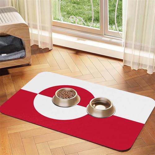 Haustier-Füttermatte für Hunde und Katzen mit Grönland-Flagge, leicht zu reinigen und tragbar, schnell trocknend, Wasserspendermatte für Hund und Katze (30 x 45 cm, Schwarz) von BOXILTD