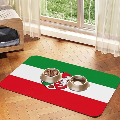 Haustier-Futtermatte für Hunde und Katzen, Flagge Nordrhein-Westfalen, leicht zu reinigen und tragbar, schnell trocknende Wasserspendermatte für Hund und Katze (30 x 45 cm, Schwarz) von BOXILTD