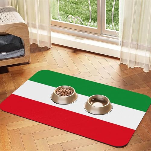 Haustier-Futtermatte für Hunde und Katzen, Flagge von Nordrhein-Westfalen, leicht zu reinigen und tragbar, schnell trocknende Wasserspendermatte für Hund und Katze (30 x 45 cm, Schwarz) von BOXILTD