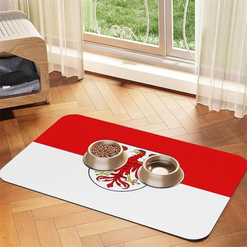 Haustier-Futtermatte mit Brandenburger Flagge, für Hunde und Katzen, leicht zu reinigen und tragbar, schnell trocknend, Wasserspendermatte für Hund und Katze (30 x 45 cm, Schwarz) von BOXILTD