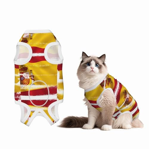 Haustier-Genesungsanzug für Hunde mit spanischer Flagge, weiche Baumwolle, chirurgischer Genesungsanzug, um Lecken zu verhindern, Lecken von Welpen, Einteiler, Schwarz Haustier-Genesungsanzug für Hunde mit spanischer Flagge, weiche Baumwolle, chirurgischer Genesungsanzug, um Lecken zu verhindern, Lecken von Welpen, Einteiler, Schwarz von BOXILTD