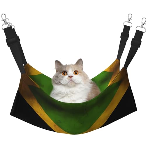 Haustierhängematte für Katzen mit alter jamaikanischer Flagge, perfekte Katzenfensterhängematte für große Katzen, Frettchen, Kaninchen und Kleintiere, Schwarz Haustierhängematte für Katzen mit alter jamaikanischer Flagge, perfekte Katzenfensterhängematte für große Katzen, Frettchen, Kaninchen und Kleintiere, Schwarz von BOXILTD