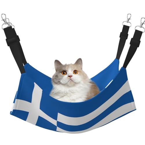 Haustierhängematte für Katzen mit griechischer Flagge, perfekte Katzenfensterhängematte für große Katzen, Frettchen, Kaninchen und Kleintiere, Schwarz Haustierhängematte für Katzen mit griechischer Flagge, perfekte Katzenfensterhängematte für große Katzen, Frettchen, Kaninchen und Kleintiere, Schwarz von BOXILTD