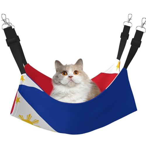 Haustierhängematte für Katzen mit philippinischer Flagge, perfekte Katzenfensterhängematte für große Katzen, Frettchen, Kaninchen und Kleintiere, Schwarz Haustierhängematte für Katzen mit philippinischer Flagge, perfekte Katzenfensterhängematte für große Katzen, Frettchen, Kaninchen und Kleintiere, Schwarz von BOXILTD