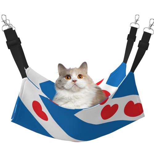 Haustierhängematte mit friesischer Flagge für Katzen - Perfekte Katzenfensterhängematte für große Katzen, Frettchen, Kaninchen & Kleintiere, Schwarz von BOXILTD