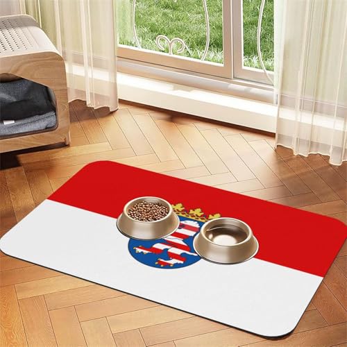 Hessen-Flaggen-Futtermatte für Hunde und Katzen, leicht zu reinigen, tragbar, schnell trocknend, Wasserspendermatte für Hund und Katze (30 x 45, Schwarz) von BOXILTD