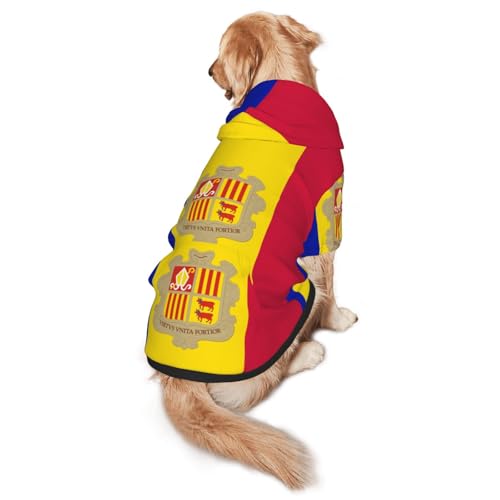 Hunde-Kapuzenpullover mit Flagge von Andorra, Hunde-Kapuzenpullover für mittelgroße und große Hunde, stilvolles Haustier-Sweatshirt mit Tasche und Loch für die Leine Hunde-Kapuzenpullover mit Flagge von Andorra, Hunde-Kapuzenpullover für mittelgroße und große Hunde, stilvolles Haustier-Sweatshirt mit Tasche und Loch für die Leine von BOXILTD