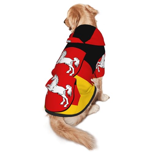 Hunde-Kapuzenpullover mit Flagge von Niedersachsen, Hunde-Kapuzenpullover für mittelgroße und große Hunde, stilvolles Haustier-Sweatshirt mit Tasche und Loch für die Leine von BOXILTD