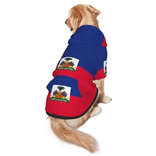 Hunde-Kapuzenpullover mit Haitianischer Flagge, Hunde-Kapuzenpullover für mittelgroße und große Hunde, stilvolles Haustier-Sweatshirt mit Tasche und Loch für die Leine Hunde-Kapuzenpullover mit Haitianischer Flagge, Hunde-Kapuzenpullover für mittelgroße und große Hunde, stilvolles Haustier-Sweatshirt mit Tasche und Loch für die Leine von BOXILTD