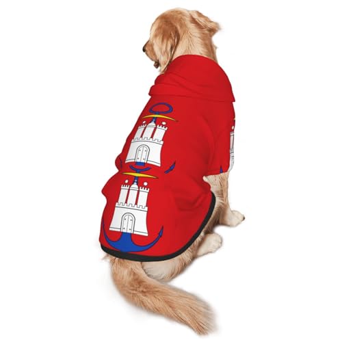 Hunde-Kapuzenpullover mit Hamburger Flagge, Hunde-Kapuzenpullover für mittelgroße und große Hunde, stilvolles Haustier-Sweatshirt mit Tasche und Loch für die Leine Hunde-Kapuzenpullover mit Hamburger Flagge, Hunde-Kapuzenpullover für mittelgroße und große Hunde, stilvolles Haustier-Sweatshirt mit Tasche und Loch für die Leine von BOXILTD
