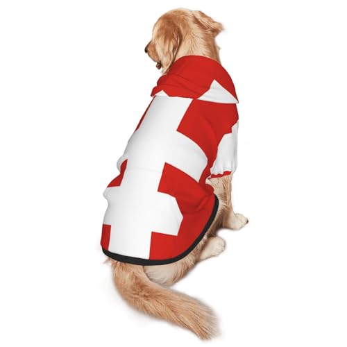 Hunde-Kapuzenpullover mit Schweizer Flagge, Hunde-Kapuzenpullover für mittelgroße und große Hunde, stilvolles Haustier-Sweatshirt mit Tasche und Loch für die Leine Hunde-Kapuzenpullover mit Schweizer Flagge, Hunde-Kapuzenpullover für mittelgroße und große Hunde, stilvolles Haustier-Sweatshirt mit Tasche und Loch für die Leine von BOXILTD