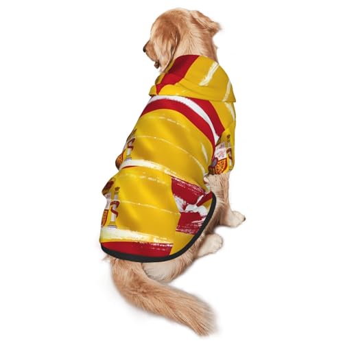 Hunde-Kapuzenpullover mit Spanien-Flagge, für mittelgroße und große Hunde, stilvolles Haustier-Sweatshirt mit Tasche und Loch für die Leine Hunde-Kapuzenpullover mit Spanien-Flagge, für mittelgroße und große Hunde, stilvolles Haustier-Sweatshirt mit Tasche und Loch für die Leine von BOXILTD