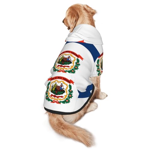 Hunde-Kapuzenpullover mit West-Virginia-Flagge, Hunde-Kapuzenpullover für mittelgroße und große Hunde, stilvolles Haustier-Sweatshirt mit Tasche und Loch für die Leine Hunde-Kapuzenpullover mit West-Virginia-Flagge, Hunde-Kapuzenpullover für mittelgroße und große Hunde, stilvolles Haustier-Sweatshirt mit Tasche und Loch für die Leine von BOXILTD