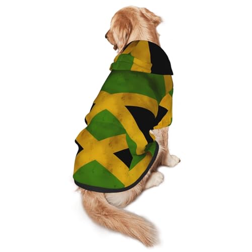 Hunde-Kapuzenpullover mit alter jamaikanischer Flagge, Hunde-Kapuzenpullover für mittelgroße und große Hunde, stilvolles Haustier-Sweatshirt mit Tasche und Loch für die Leine Hunde-Kapuzenpullover mit alter jamaikanischer Flagge, Hunde-Kapuzenpullover für mittelgroße und große Hunde, stilvolles Haustier-Sweatshirt mit Tasche und Loch für die Leine von BOXILTD