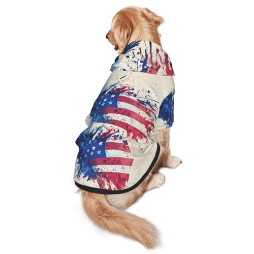 Hunde-Kapuzenpullover mit amerikanischer Flagge, für mittelgroße und große Hunde, stilvolles Haustier-Sweatshirt mit Tasche und Loch für die Leine von BOXILTD