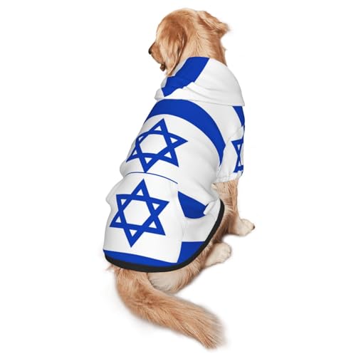 Hunde-Kapuzenpullover mit israelischer Flagge, Hunde-Kapuzenpullover für mittelgroße und große Hunde, stilvolles Haustier-Sweatshirt mit Tasche und Loch für die Leine Hunde-Kapuzenpullover mit israelischer Flagge, Hunde-Kapuzenpullover für mittelgroße und große Hunde, stilvolles Haustier-Sweatshirt mit Tasche und Loch für die Leine von BOXILTD