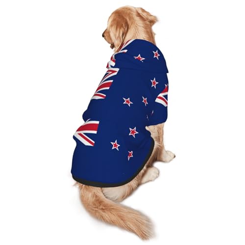 Hunde-Kapuzenpullover mit neuseeländischer Flagge, Hunde-Kapuzenpullover für mittelgroße und große Hunde, stilvolles Haustier-Sweatshirt mit Tasche und Loch für die Leine Hunde-Kapuzenpullover mit neuseeländischer Flagge, Hunde-Kapuzenpullover für mittelgroße und große Hunde, stilvolles Haustier-Sweatshirt mit Tasche und Loch für die Leine von BOXILTD