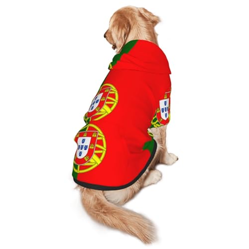 Hunde-Kapuzenpullover mit portugiesischer Flagge, Hunde-Kapuzenpullover für mittelgroße und große Hunde, stilvolles Haustier-Sweatshirt mit Tasche und Loch für die Leine Hunde-Kapuzenpullover mit portugiesischer Flagge, Hunde-Kapuzenpullover für mittelgroße und große Hunde, stilvolles Haustier-Sweatshirt mit Tasche und Loch für die Leine von BOXILTD