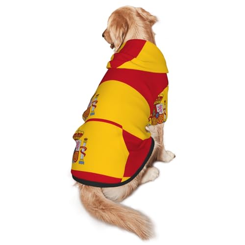 Hunde-Kapuzenpullover mit spanischer Flagge, für mittelgroße und große Hunde, stilvolles Haustier-Sweatshirt mit Tasche und Loch für die Leine Hunde-Kapuzenpullover mit spanischer Flagge, für mittelgroße und große Hunde, stilvolles Haustier-Sweatshirt mit Tasche und Loch für die Leine von BOXILTD