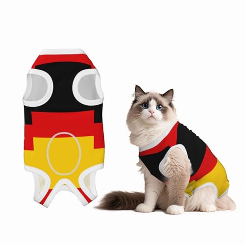 Hundeanzug zur Genesung von Haustieren mit deutscher Flagge, weiche Baumwolle, chirurgischer Genesungsanzug, um Lecken zu verhindern, Welpeneinteiler zu Lecken, Schwarz von BOXILTD