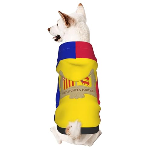 Hundebekleidung für kleine Hunde, Motiv: Flagge von Andorra, niedlicher Kapuzenpullover für kleine und mittelgroße Hunde und Katzen Hundebekleidung für kleine Hunde, Motiv: Flagge von Andorra, niedlicher Kapuzenpullover für kleine und mittelgroße Hunde und Katzen von BOXILTD