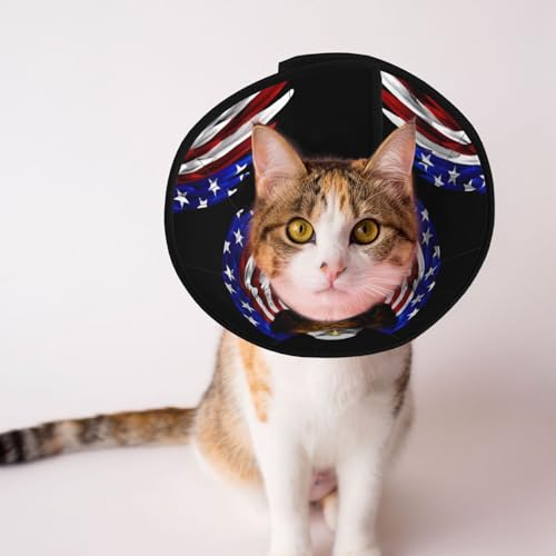 Hundehalsband mit USA-Flagge, patriotischer Adler, weiches Hundehalsband, verstellbar, für Katzen, Kätzchen, Kaninchen, bequemes elisabethanisches Halsband Hundehalsband mit USA-Flagge, patriotischer Adler, weiches Hundehalsband, verstellbar, für Katzen, Kätzchen, Kaninchen, bequemes elisabethanisches Halsband von BOXILTD