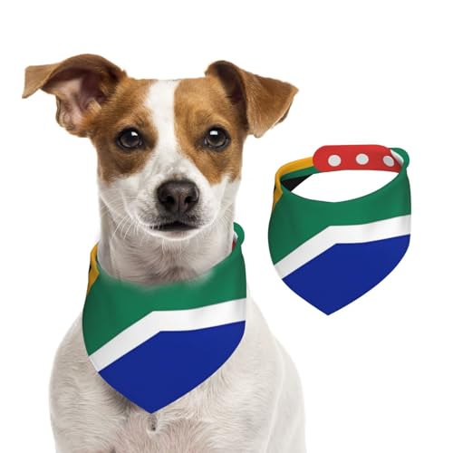 Hundehalstuch, Motiv: Südafrika-Flagge, waschbar, Baumwolle, Dreieckstuch für kleine, mittelgroße und große Hunde, Katzen, Schwarz Hundehalstuch, Motiv: Südafrika-Flagge, waschbar, Baumwolle, Dreieckstuch für kleine, mittelgroße und große Hunde, Katzen, Schwarz von BOXILTD