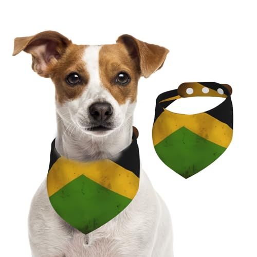 Hundehalstuch, Motiv: alte Jamaikanische Flagge, waschbar, Baumwolle, Dreieckstuch für kleine, mittelgroße und große Hunde, Katzen, Schwarz Hundehalstuch, Motiv: alte Jamaikanische Flagge, waschbar, Baumwolle, Dreieckstuch für kleine, mittelgroße und große Hunde, Katzen, Schwarz von BOXILTD