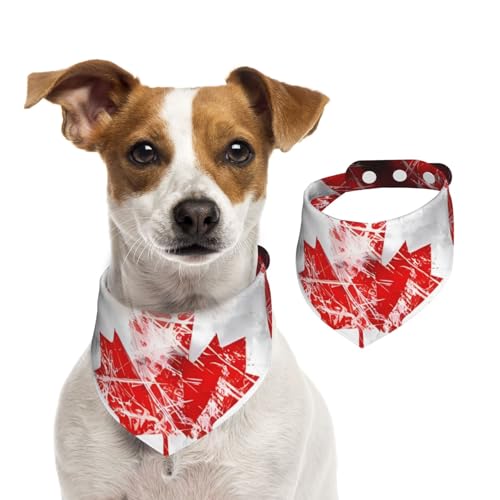 Hundehalstücher aus Baumwolle im Retro-Stil mit Kanada-Flagge, waschbar, Dreieckstuch für kleine, mittelgroße und große Hunde, Katzen, Schwarz Hundehalstücher aus Baumwolle im Retro-Stil mit Kanada-Flagge, waschbar, Dreieckstuch für kleine, mittelgroße und große Hunde, Katzen, Schwarz von BOXILTD