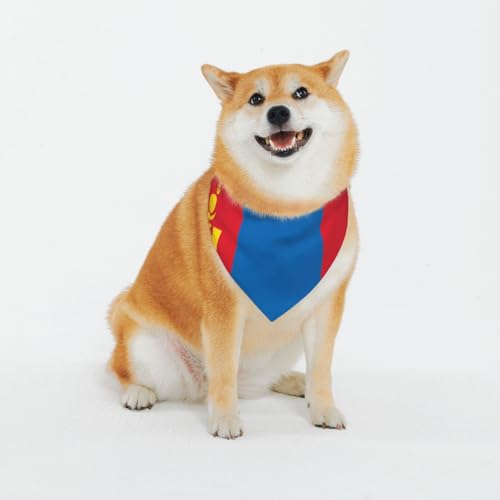 Hundehalstücher mit mongolischer Flagge, verstellbar, für kleine bis große Hunde, Welpen, Katzen, Schwarz Hundehalstücher mit mongolischer Flagge, verstellbar, für kleine bis große Hunde, Welpen, Katzen, Schwarz von BOXILTD