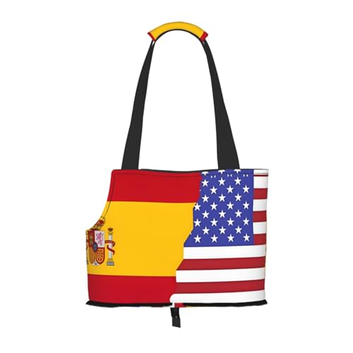 Hundetragetasche mit amerikanischer Spanien-Flagge, Haustier-Tragetasche, geeignet für Welpen, kleine Katzen im Freien, Schwarz von BOXILTD