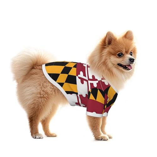 Hundeweste mit Flagge von Maryland, Sommer-Haustierkleidung für kleine Hunde, geeignet für Spaziergänge und Outdoor-Aktivitäten von BOXILTD