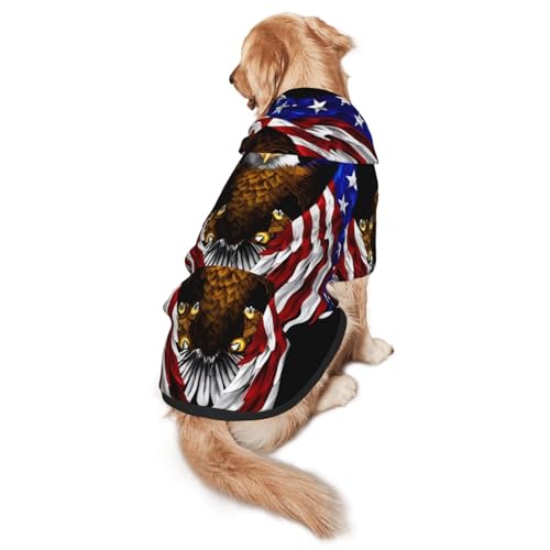 Kapuzenpullover mit USA-Flagge, Patriotischer Adler, Hunde-Kapuzenpullover für mittelgroße und große Hunde, stilvolles Haustier-Sweatshirt mit Tasche und Loch für die Leine Kapuzenpullover mit USA-Flagge, Patriotischer Adler, Hunde-Kapuzenpullover für mittelgroße und große Hunde, stilvolles Haustier-Sweatshirt mit Tasche und Loch für die Leine von BOXILTD