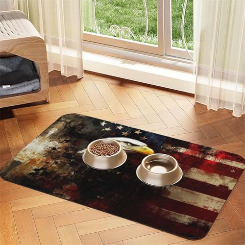 North American Eagle Haustier-Futtermatte für Hunde und Katzen, leicht zu reinigen und tragbar, schnell trocknende Wasserspendermatte für Hund und Katze (30 x 45, Schwarz) von BOXILTD