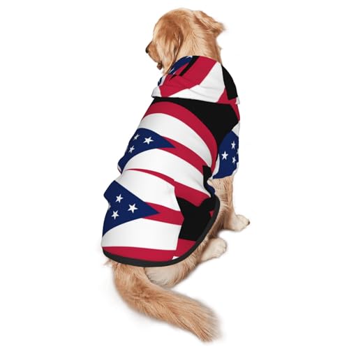 Ohio Hunde-Kapuzenpullover mit Bundesstaatsflagge, Hunde-Kapuzenpullover für mittelgroße und große Hunde, stilvolles Haustier-Sweatshirt mit Tasche und Loch für die Leine Ohio Hunde-Kapuzenpullover mit Bundesstaatsflagge, Hunde-Kapuzenpullover für mittelgroße und große Hunde, stilvolles Haustier-Sweatshirt mit Tasche und Loch für die Leine von BOXILTD