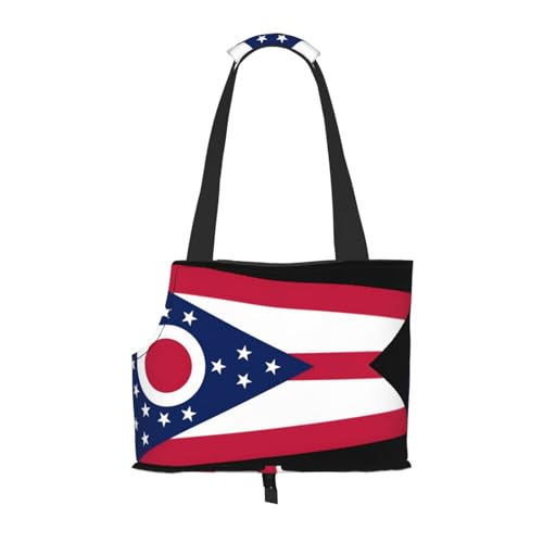 Ohio State Flag Hundetragetasche, Tragetasche für Haustiere, geeignet für Welpen, kleine Katzen im Freien, Schwarz von BOXILTD