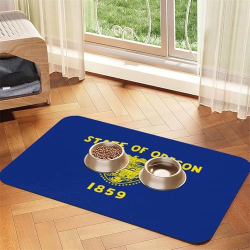 Oregon Haustier-Futtermatte für Hunde und Katzen, leicht zu reinigen und tragbar, schnell trocknende Wasserspendermatte für Hund und Katze (30 x 45 cm, Schwarz) von BOXILTD